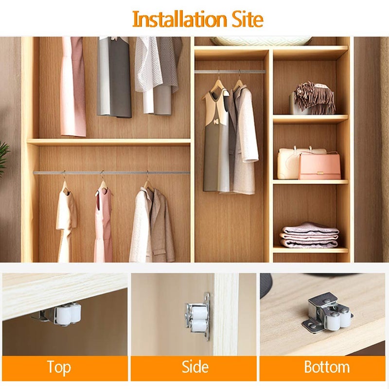 BTMB Cold Rolled Steel Cupboard Closet Cabinet Door Double Ball Roller Catch Latch 20pcs (Bronze Tone) - Image 5